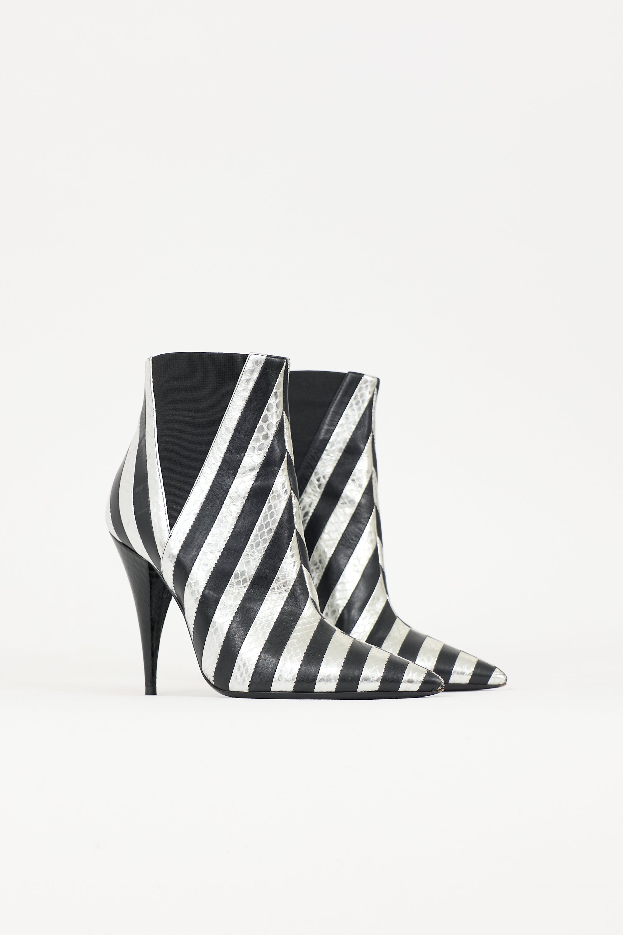 Saint Laurent Leather Striped Kiki Boot