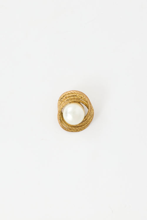 Saint Laurent Vintage Pearl Clip On Single Earring