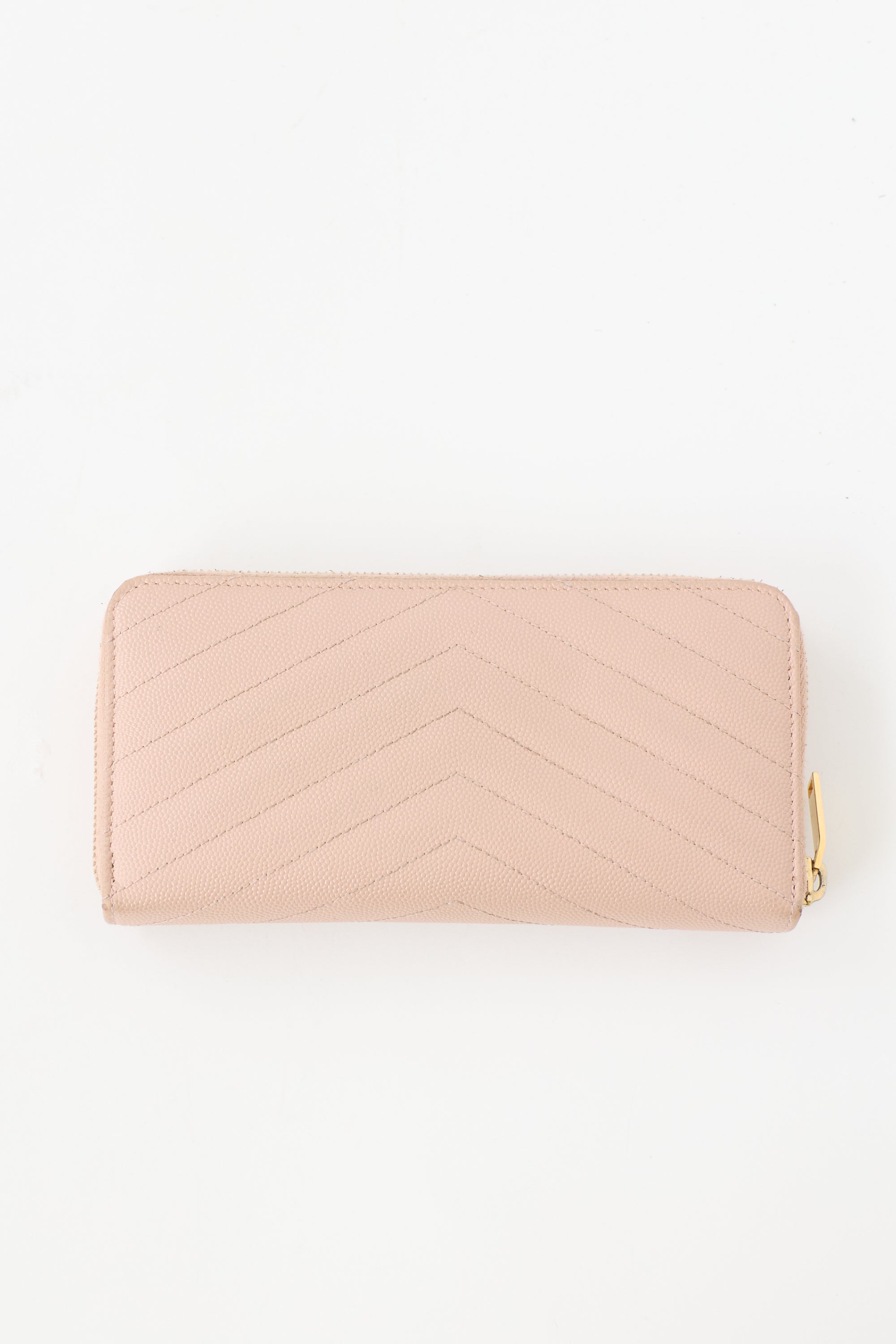 Saint Laurent Leather Cassandre Zip Wallet