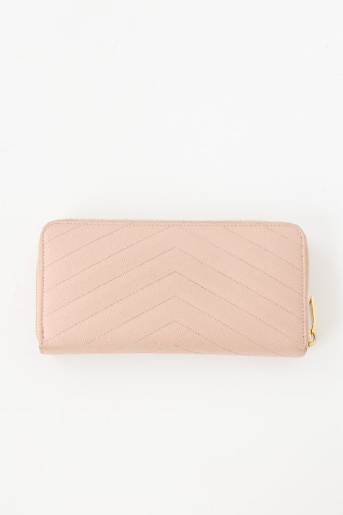 Saint Laurent Leather Cassandre Zip Wallet