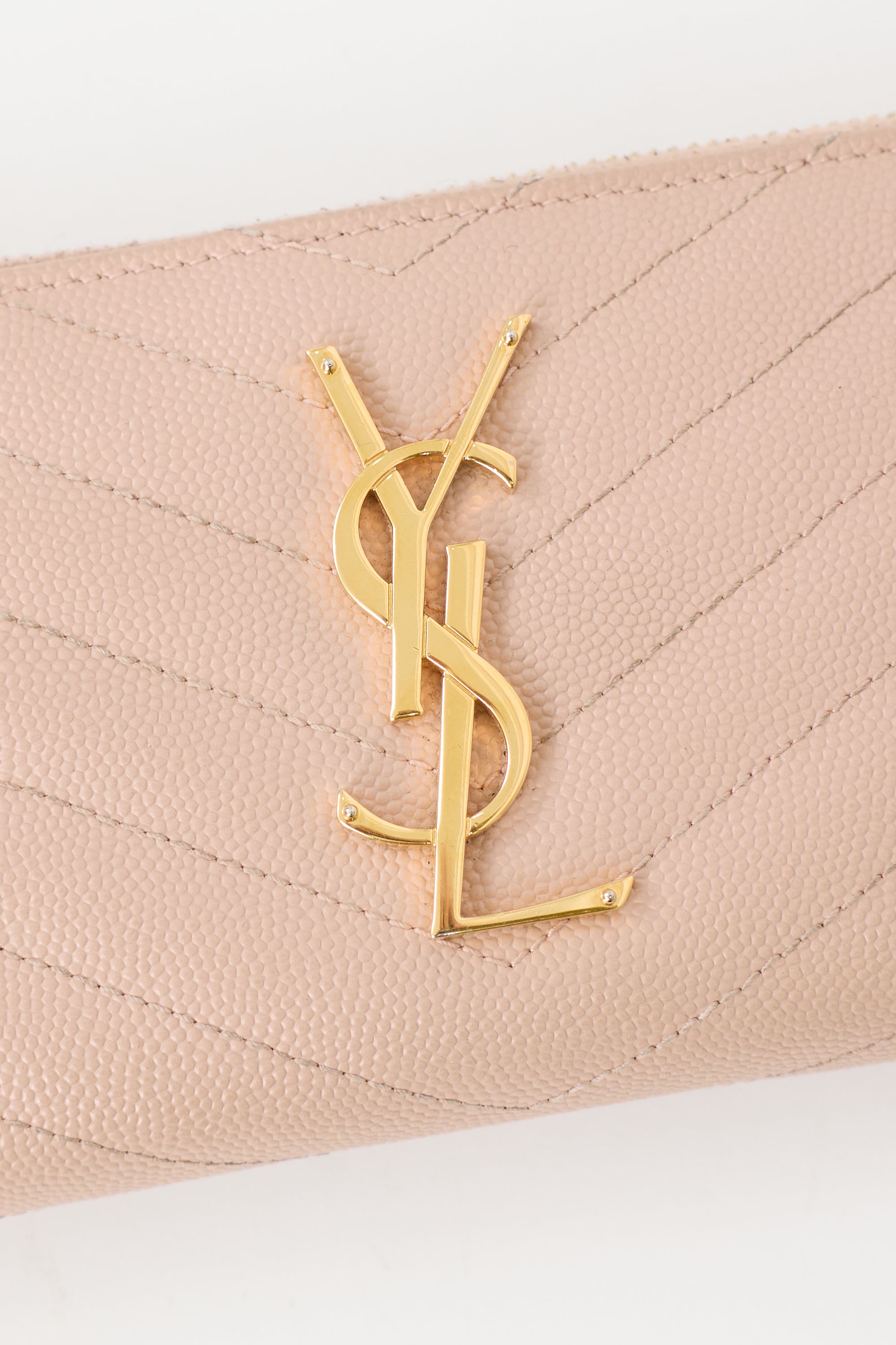 Saint Laurent Leather Cassandre Zip Wallet