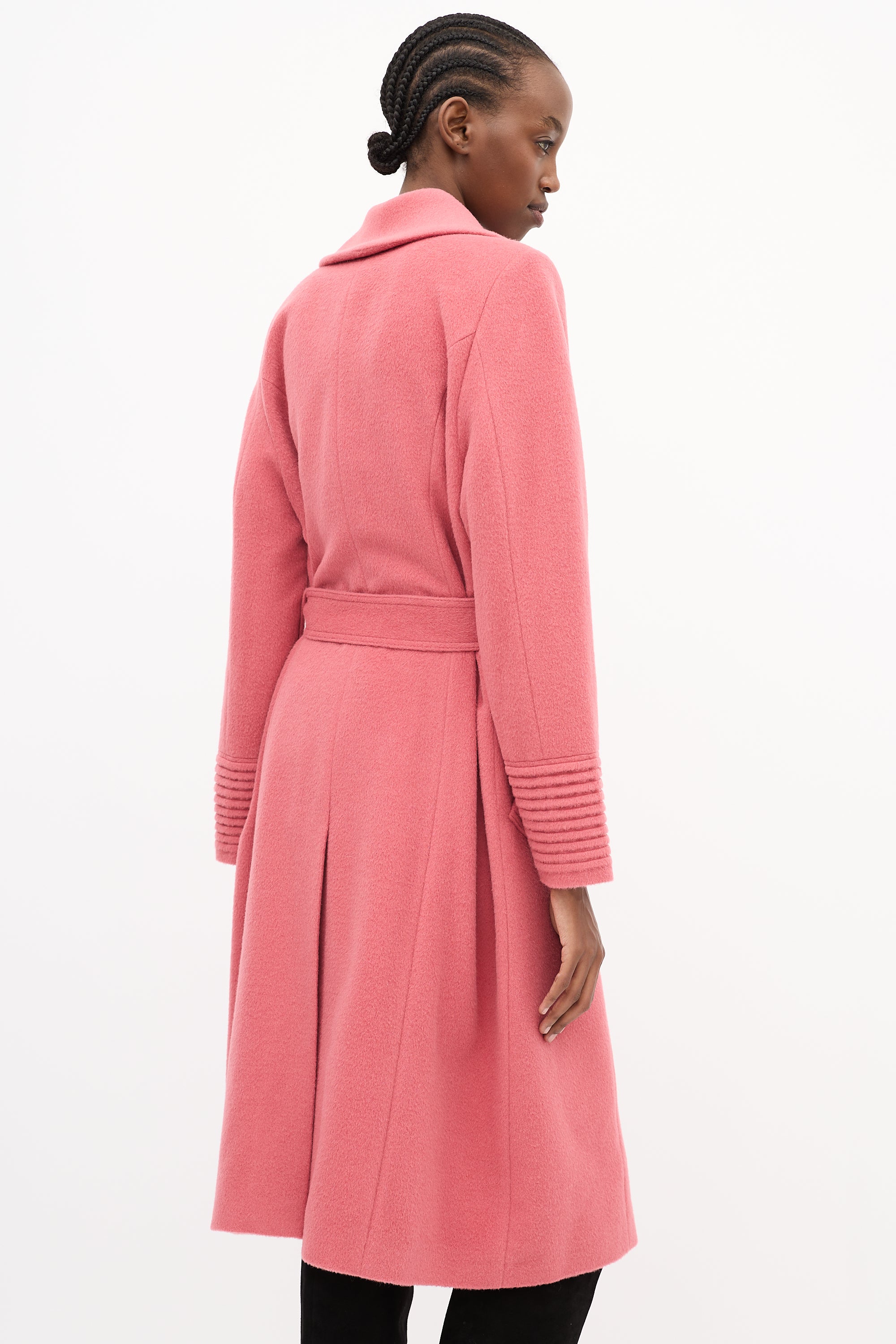 Sentaler Pink Wool Belted Long Coat