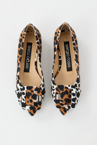 Sergio Rossi Printed Satin Flat