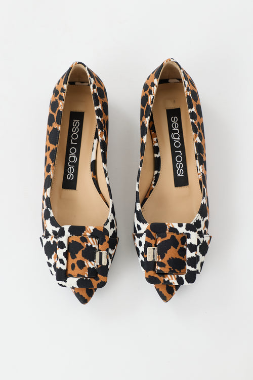 Sergio Rossi Printed Satin Flat