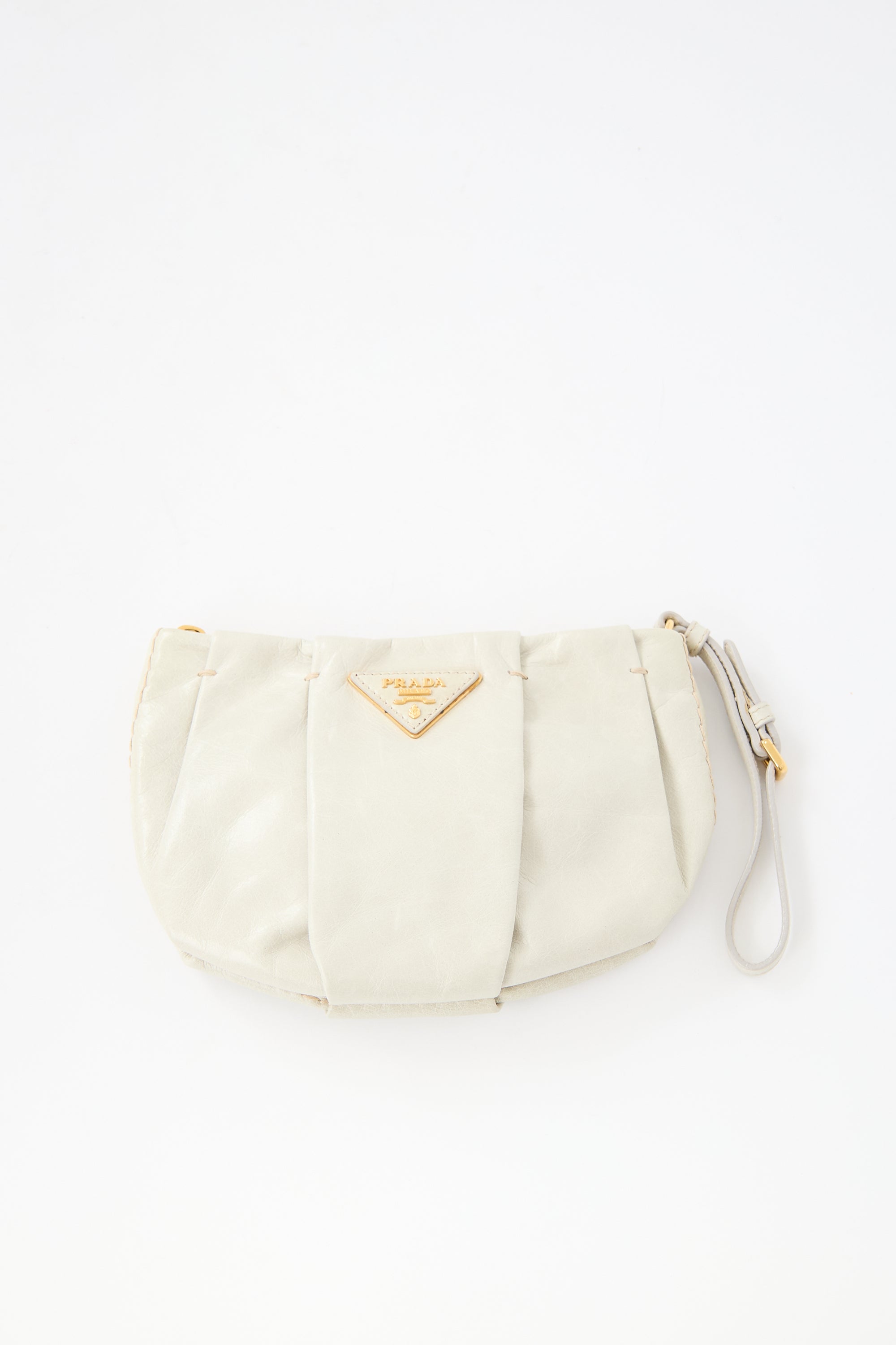 Prada Vitello Shine Pleated Wristlet