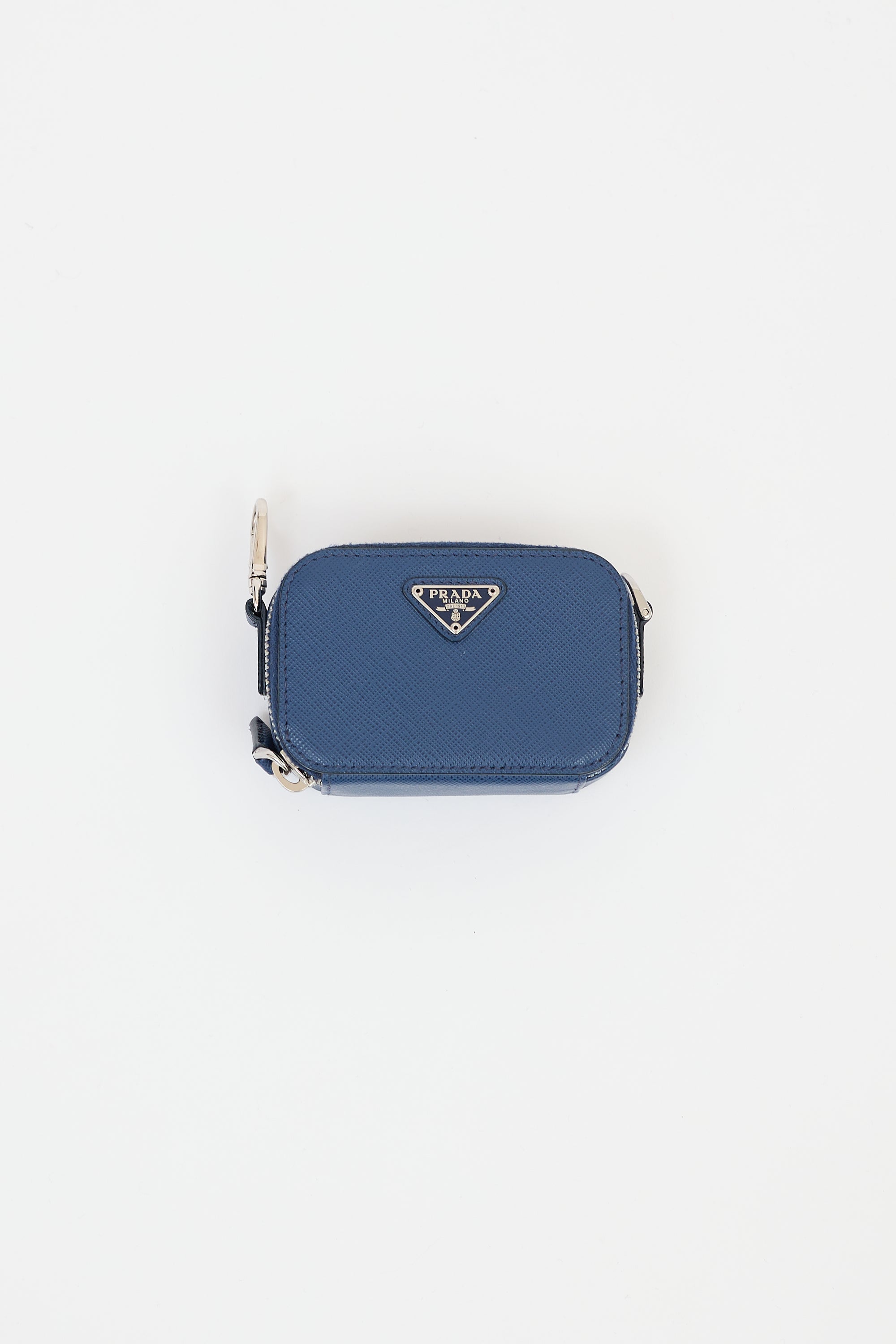 Prada Blue Saffiano Leather Mini Travel Pouch