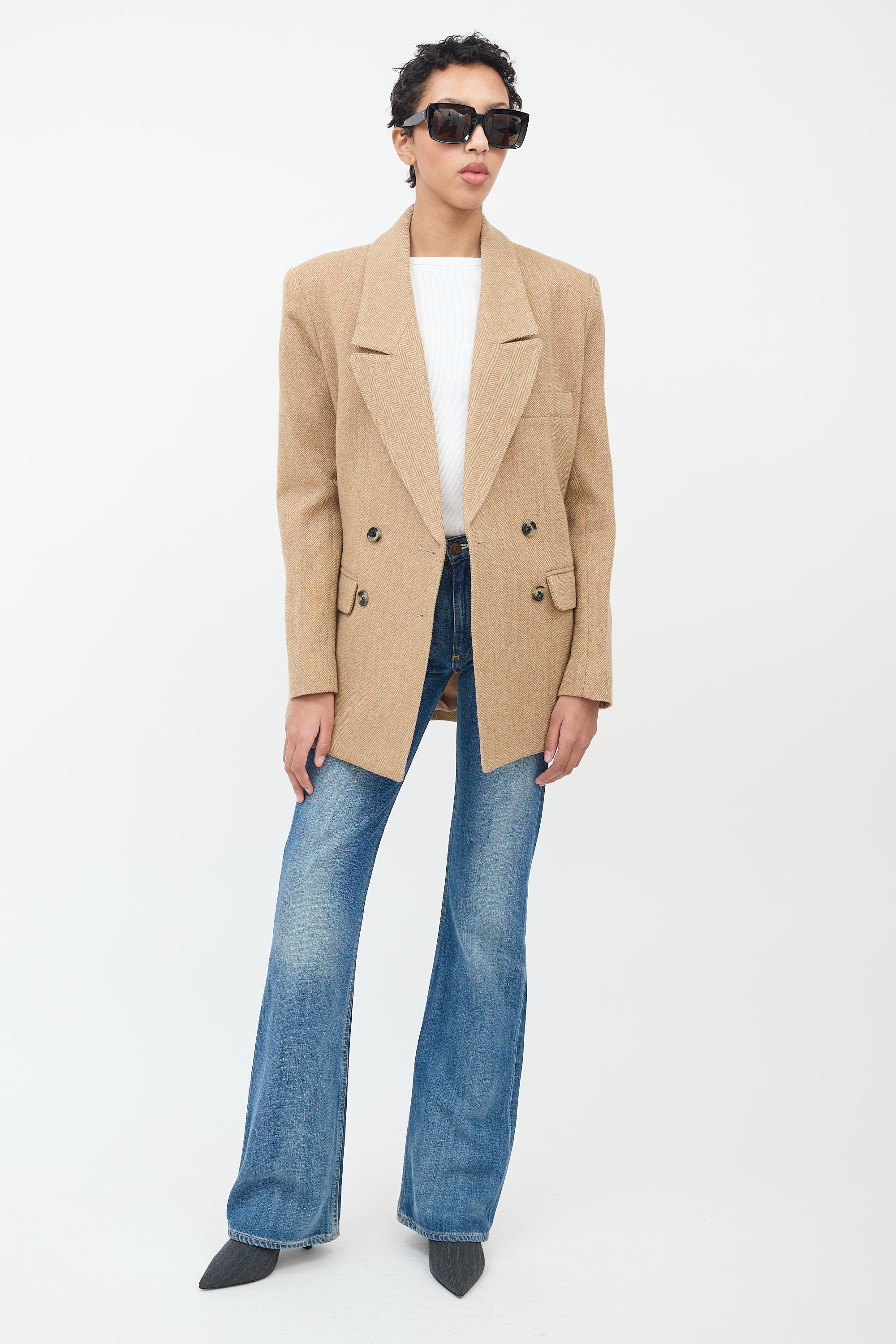 Smythe Herringbone Oversized DB Blazer