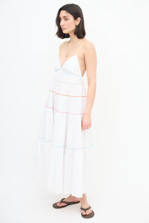 Staud White & Multi Tier Cleo Dress
