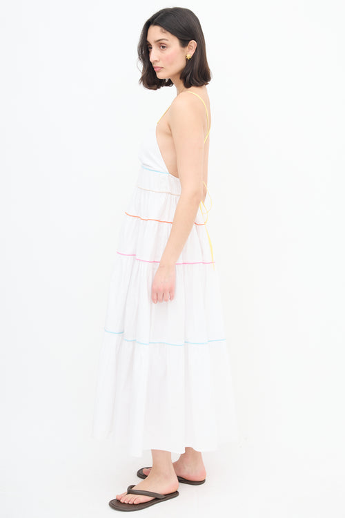 Staud White & Multi Tier Cleo Dress