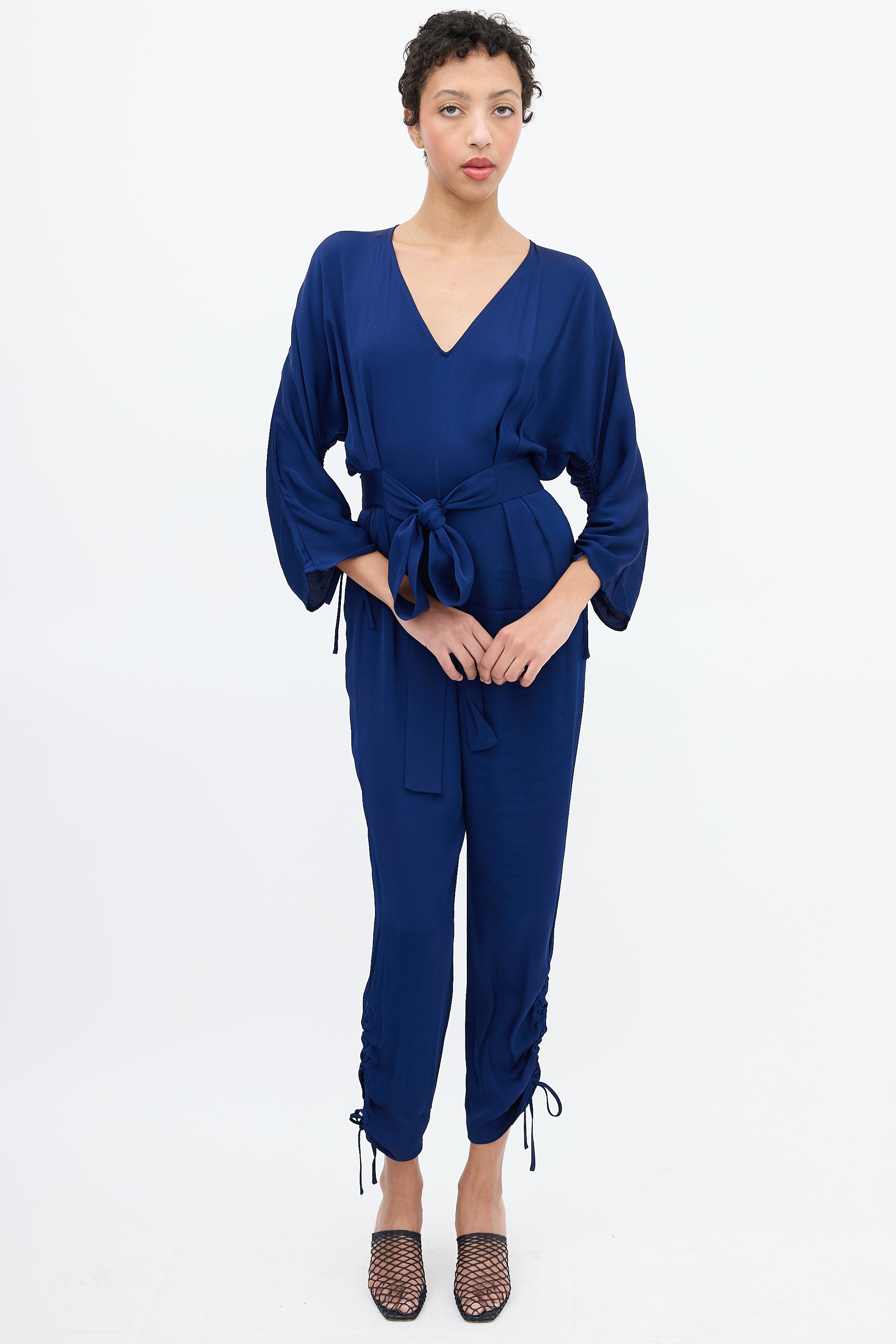 Stella McCartney Navy Tie Ruched Jumpsuit