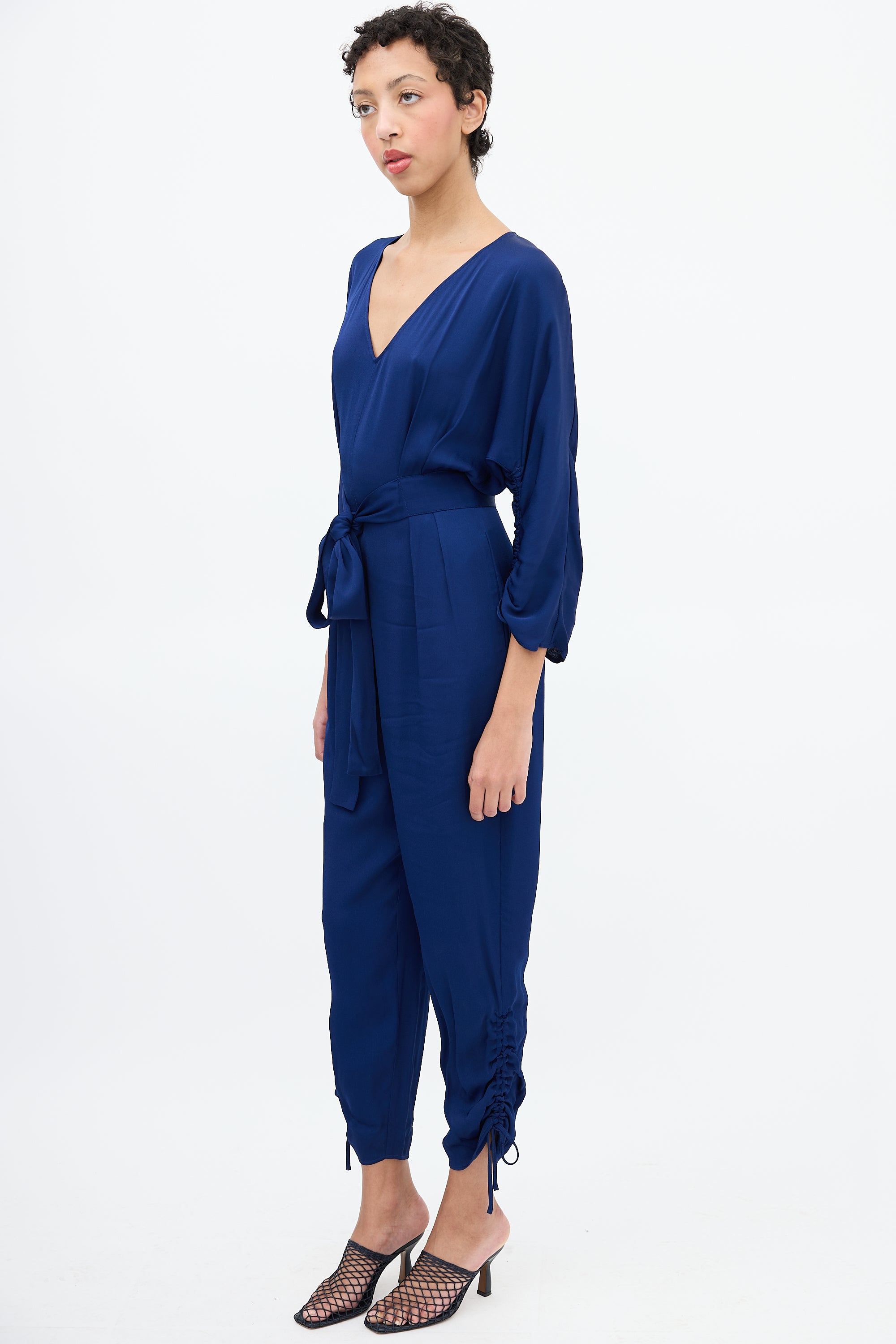 Stella McCartney Navy Tie Ruched Jumpsuit