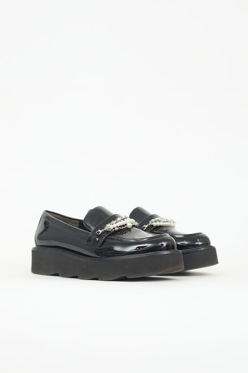 Stuart Weitzman Patent Pearldrop Platform Loafer
