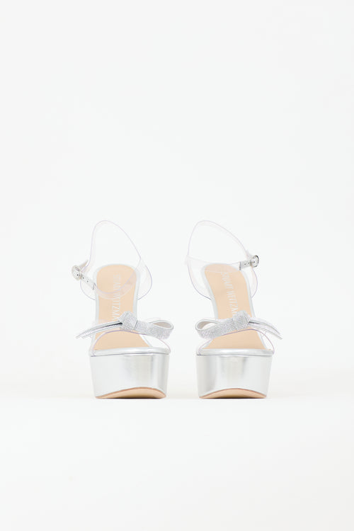 Stuart Weitzman PVC & Leather Mega Bow Platform Heel