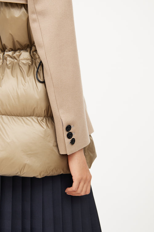 Sacai Beige Wool Melton Puffer Coat