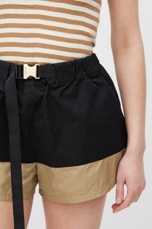 Sacai Black & Brown Nylon Short