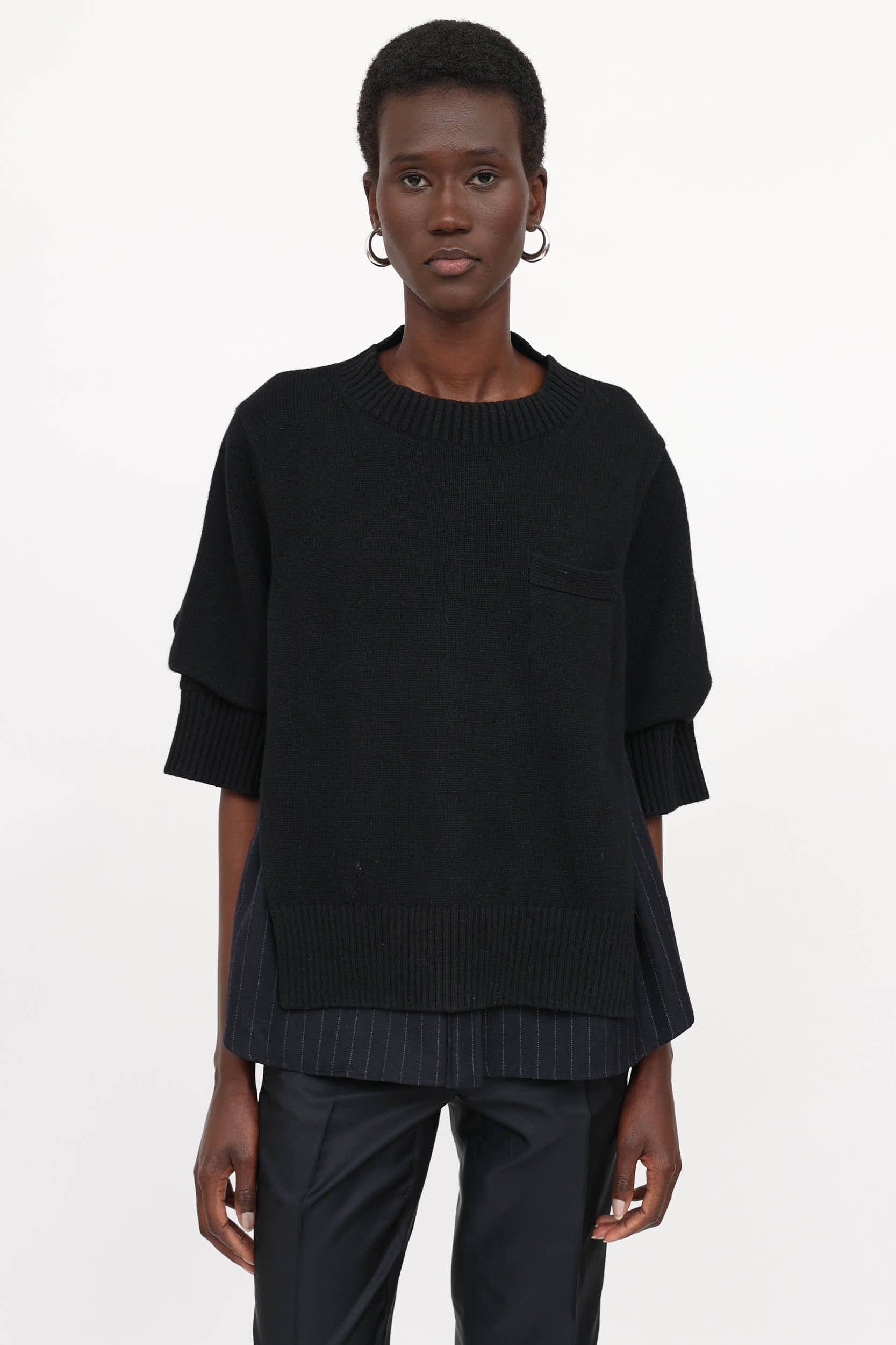 Sacai Mixed Media Wool Sweater