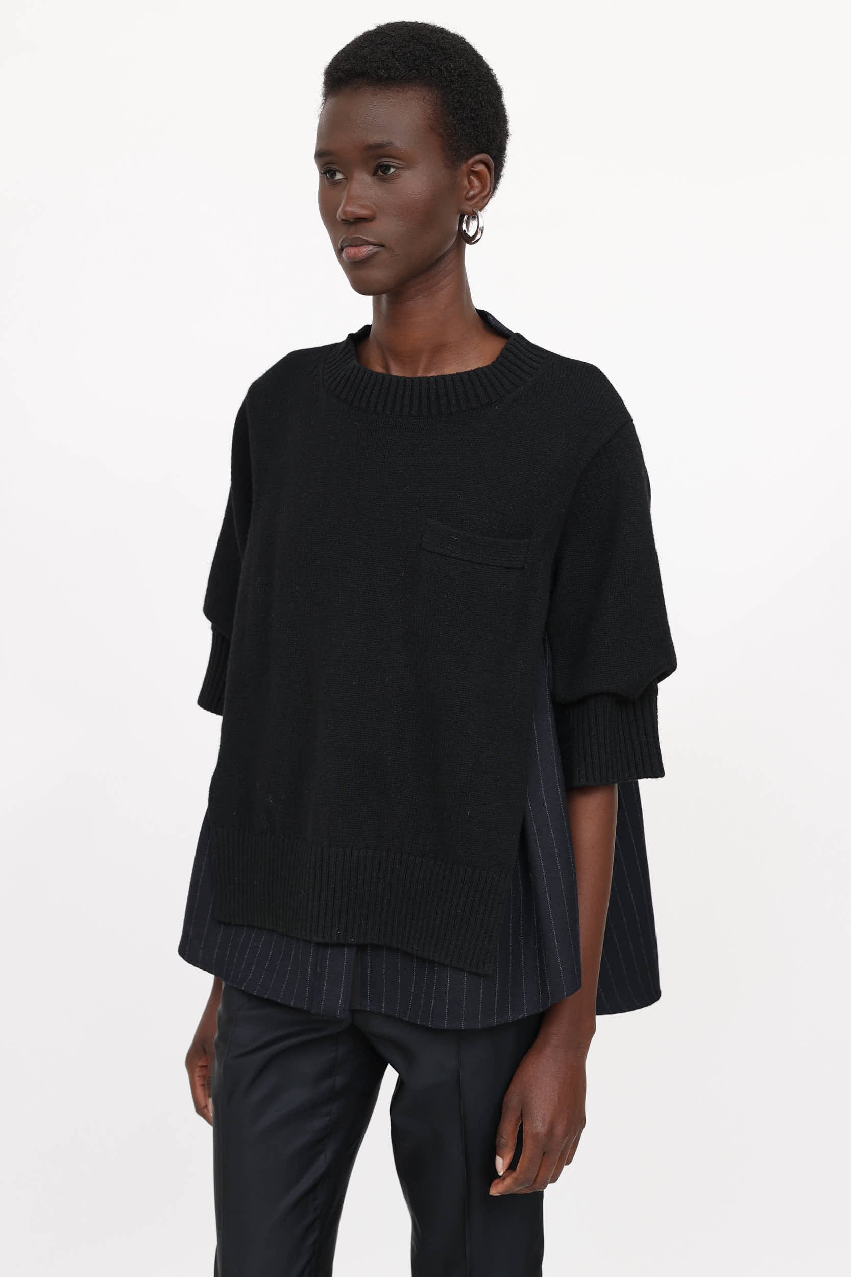 Sacai Mixed Media Wool Sweater