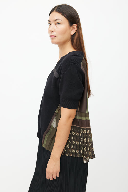 Sacai Black & Multicolour Pleated Knit Top