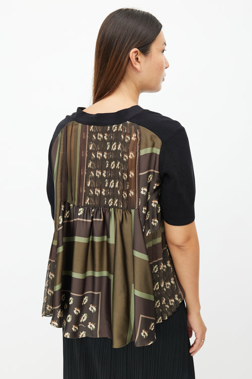 Sacai Black & Multicolour Pleated Knit Top