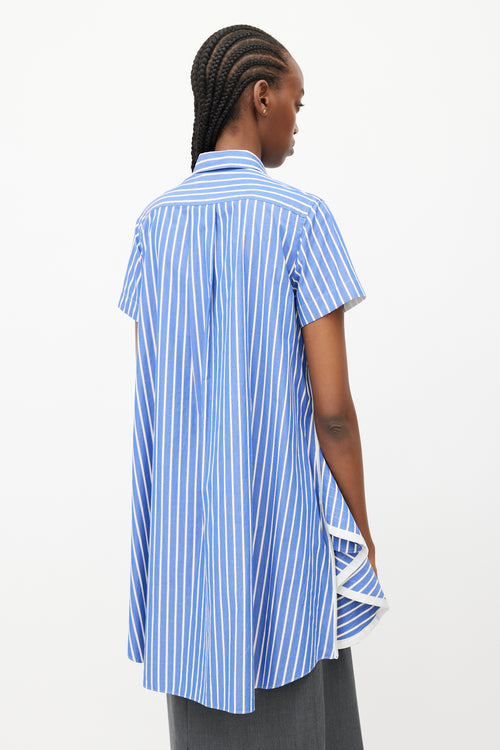 Sacai Blue & White Stripes Flared Shirt Dress