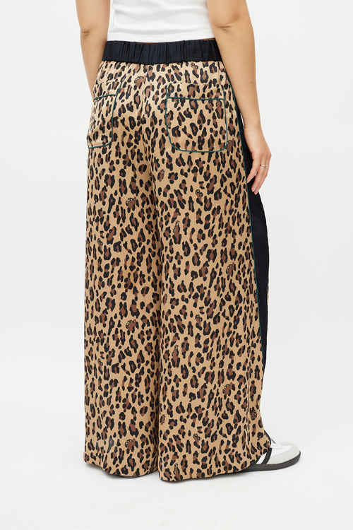 Sacai Brown & Navy Patterned Wide Leg Trouser
