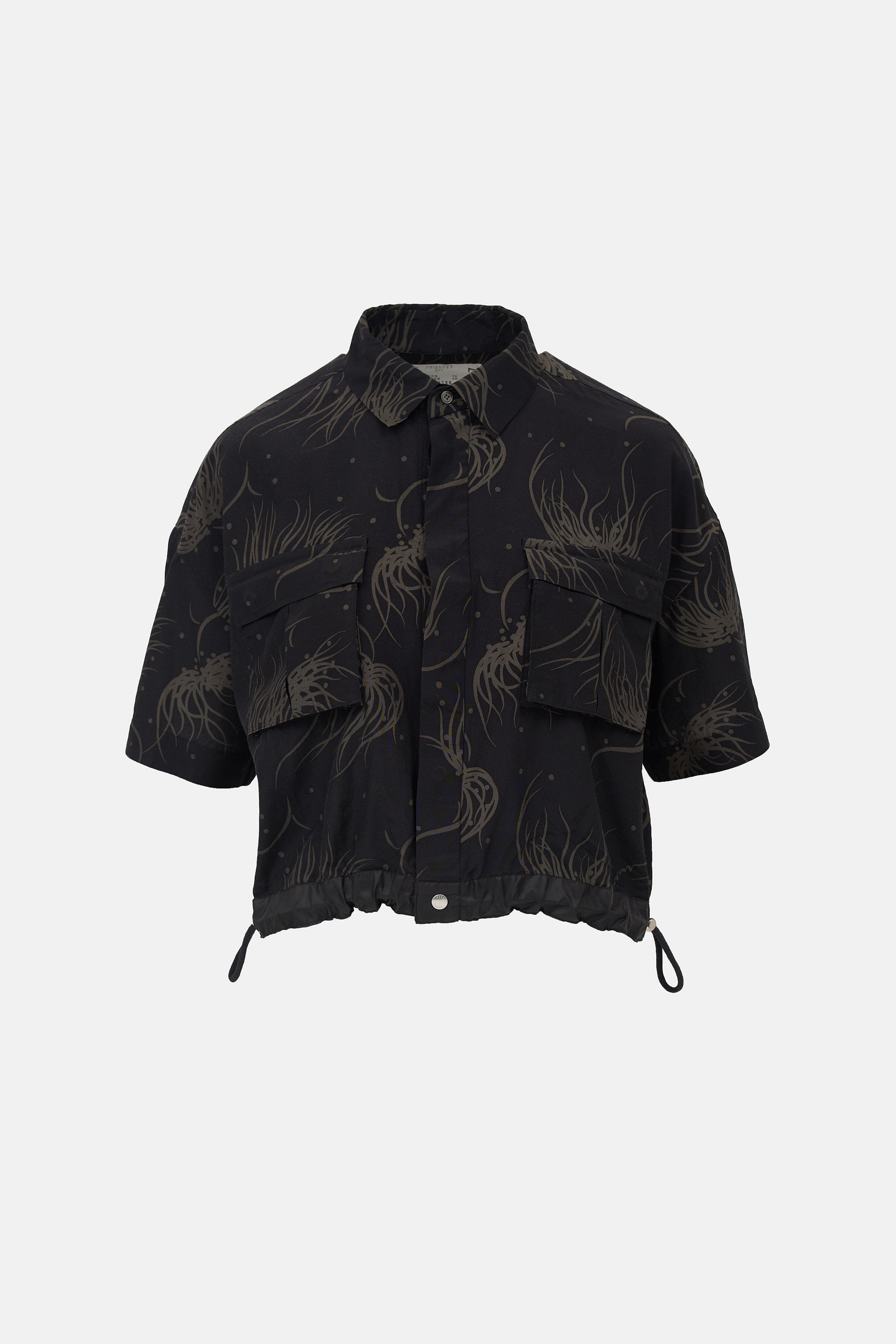 Sacai Cropped Printed Drawstring Shirt