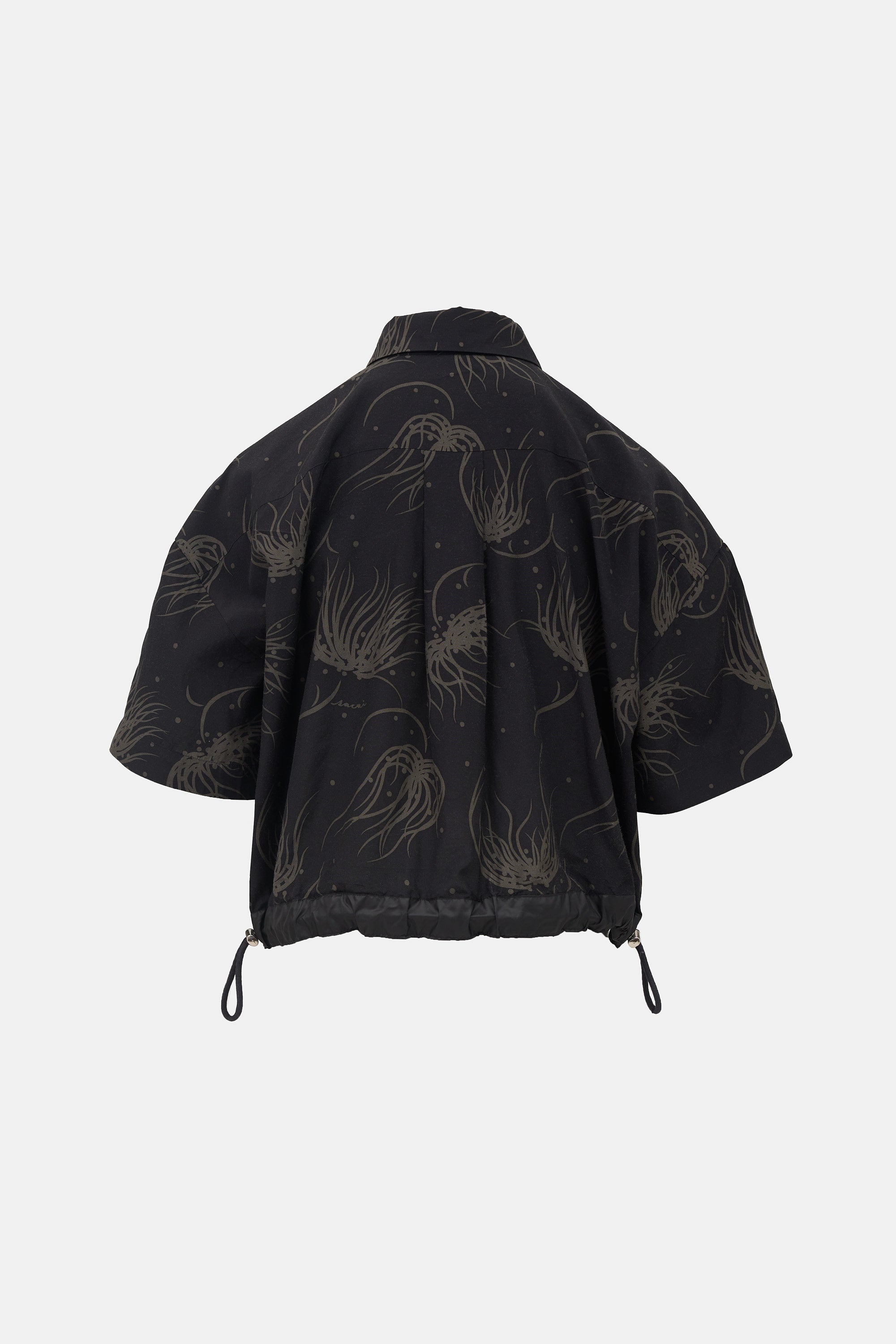 Sacai Cropped Printed Drawstring Shirt