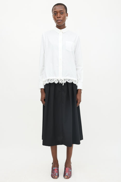Sacai Lace & Drawcord Hem Shirt