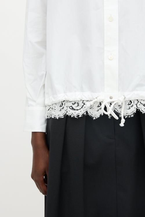 Sacai Lace & Drawcord Hem Shirt