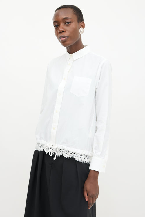 Sacai Lace & Drawcord Hem Shirt