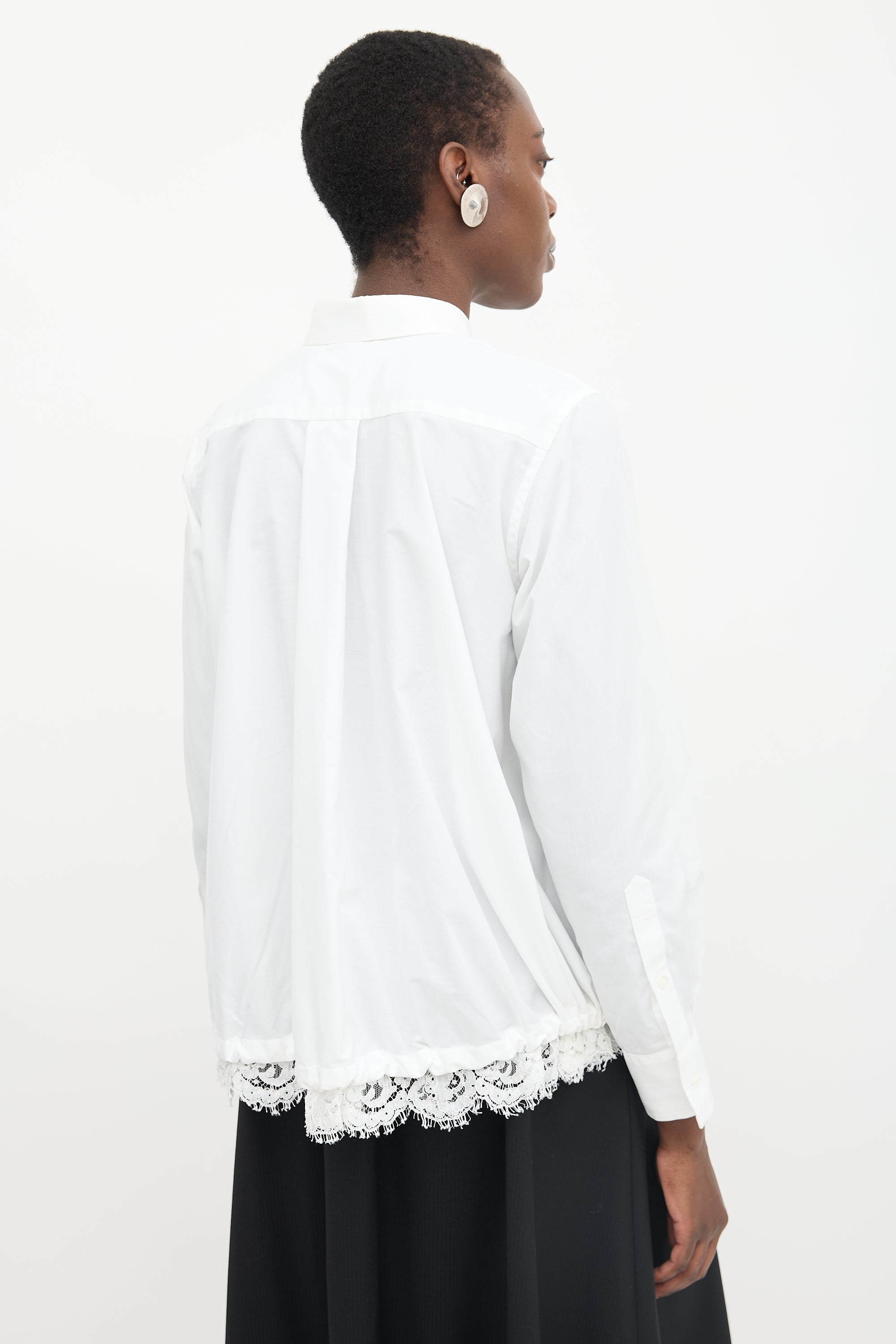 Sacai Lace & Drawcord Hem Shirt