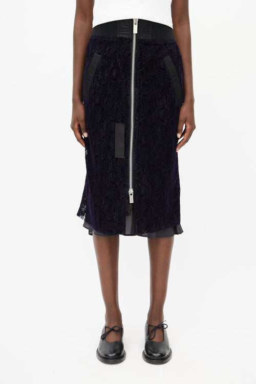 Sacai Navy & Black Lace Skirt