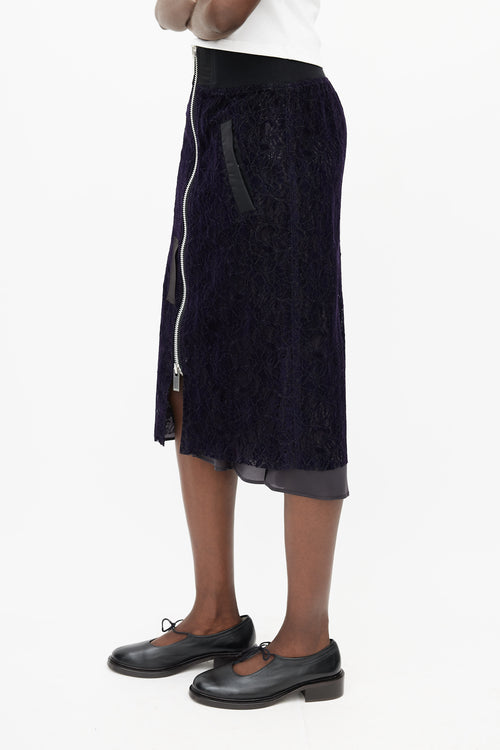 Sacai Navy & Black Lace Skirt