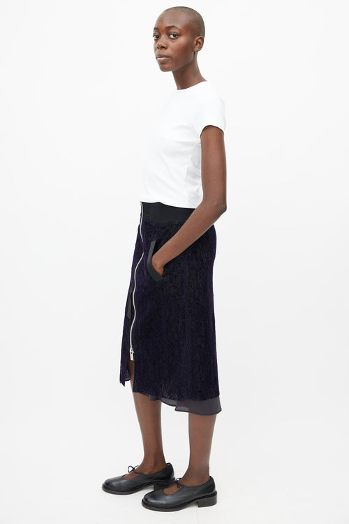 Sacai Navy & Black Lace Skirt