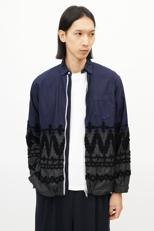 Sacai Navy & Multicolour Braided Cinch Jacket
