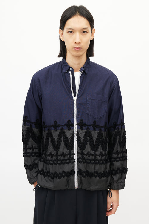 Sacai Navy & Multicolour Braided Cinch Jacket