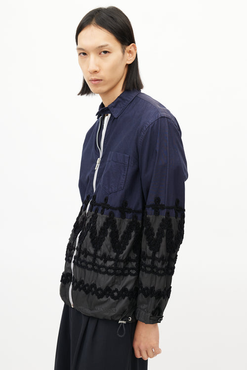 Sacai Navy & Multicolour Braided Cinch Jacket