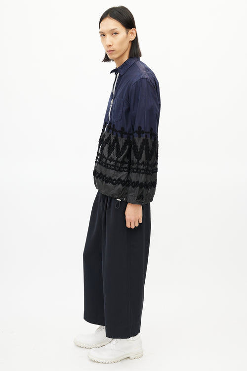 Sacai Navy & Multicolour Braided Cinch Jacket