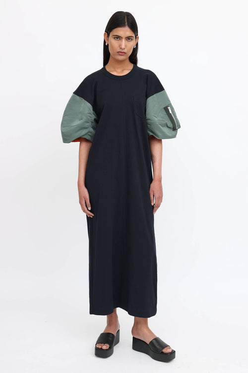 Sacai Nylon Bomber Sleeve Maxi Dress
