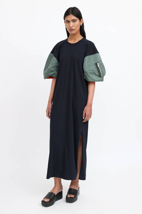 Sacai Nylon Bomber Sleeve Maxi Dress