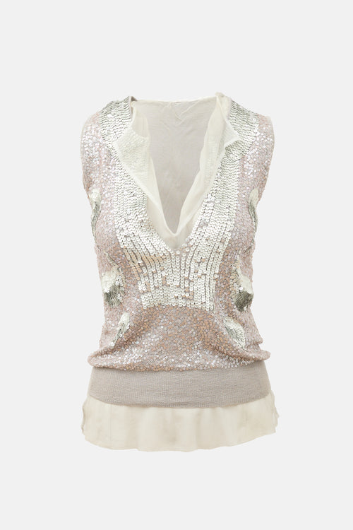 Sacai Sequin Sleeveless Top