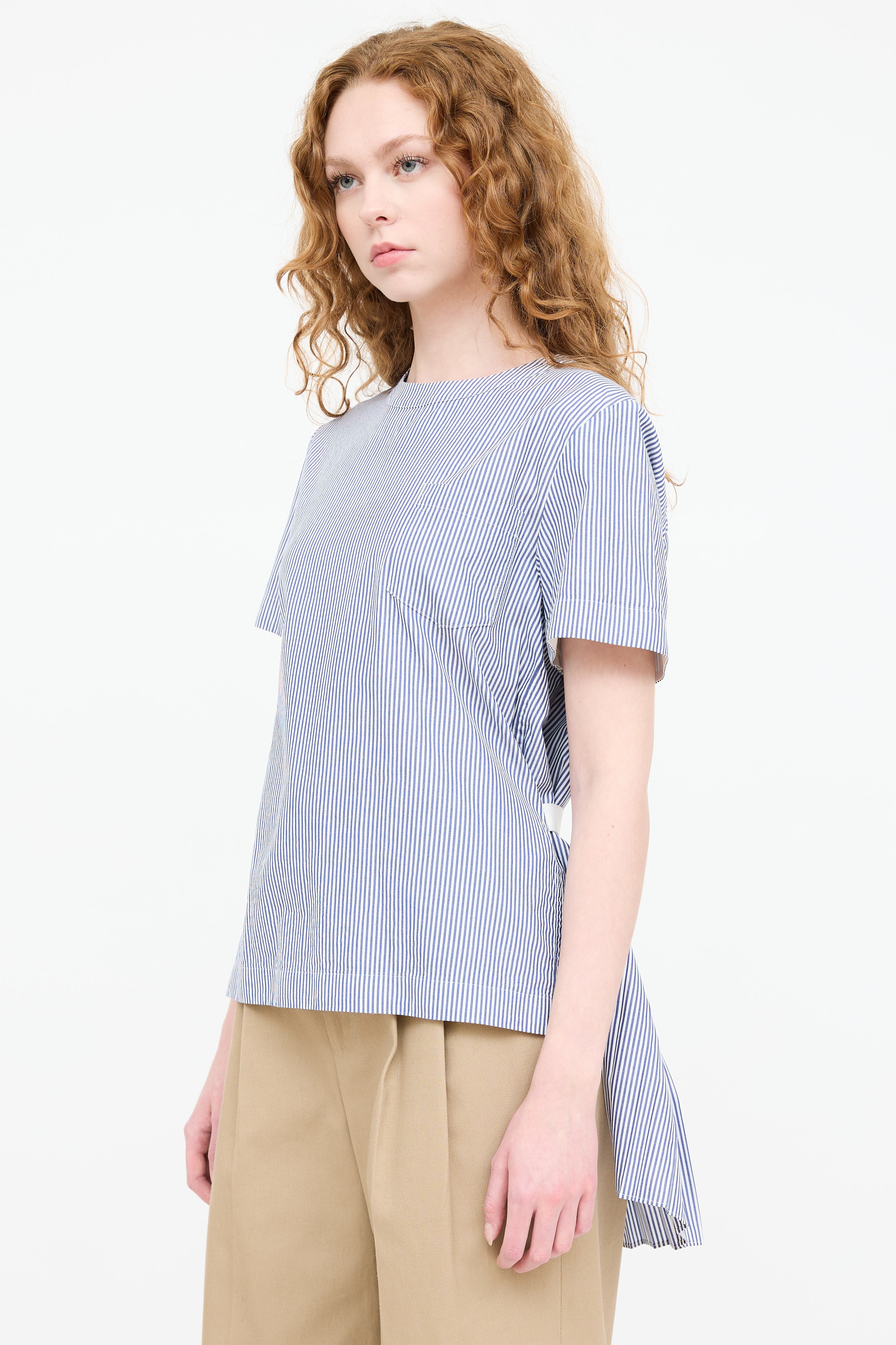 Sacai Striped Zip Belted Top