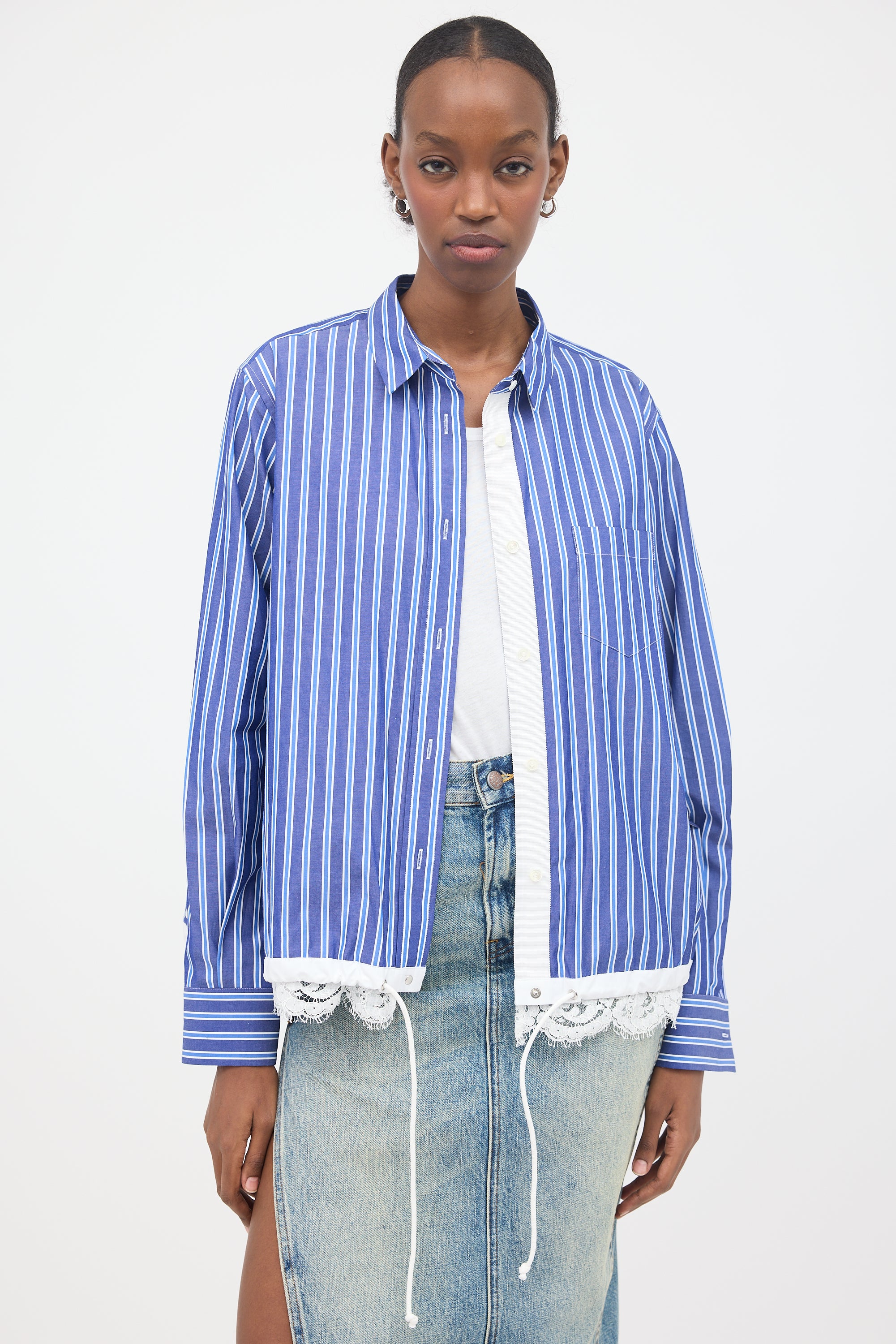 Sacai Striped Drawstring Shirt