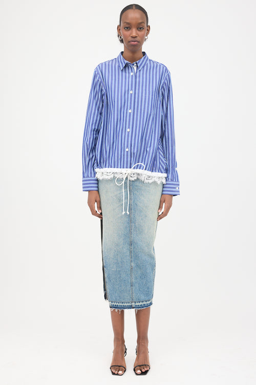 Sacai Striped Drawstring Shirt