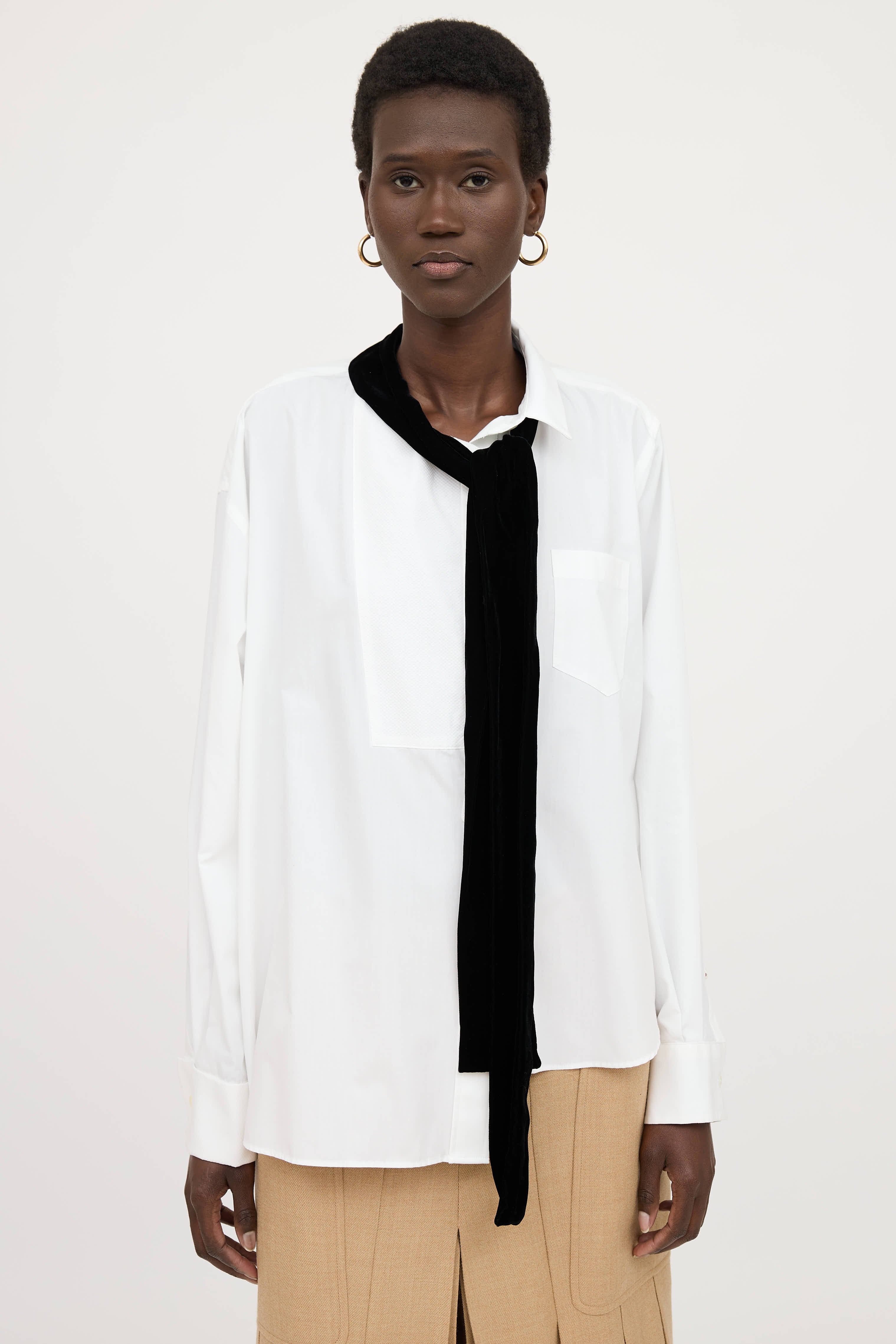 Sacai Bow Button Up Top