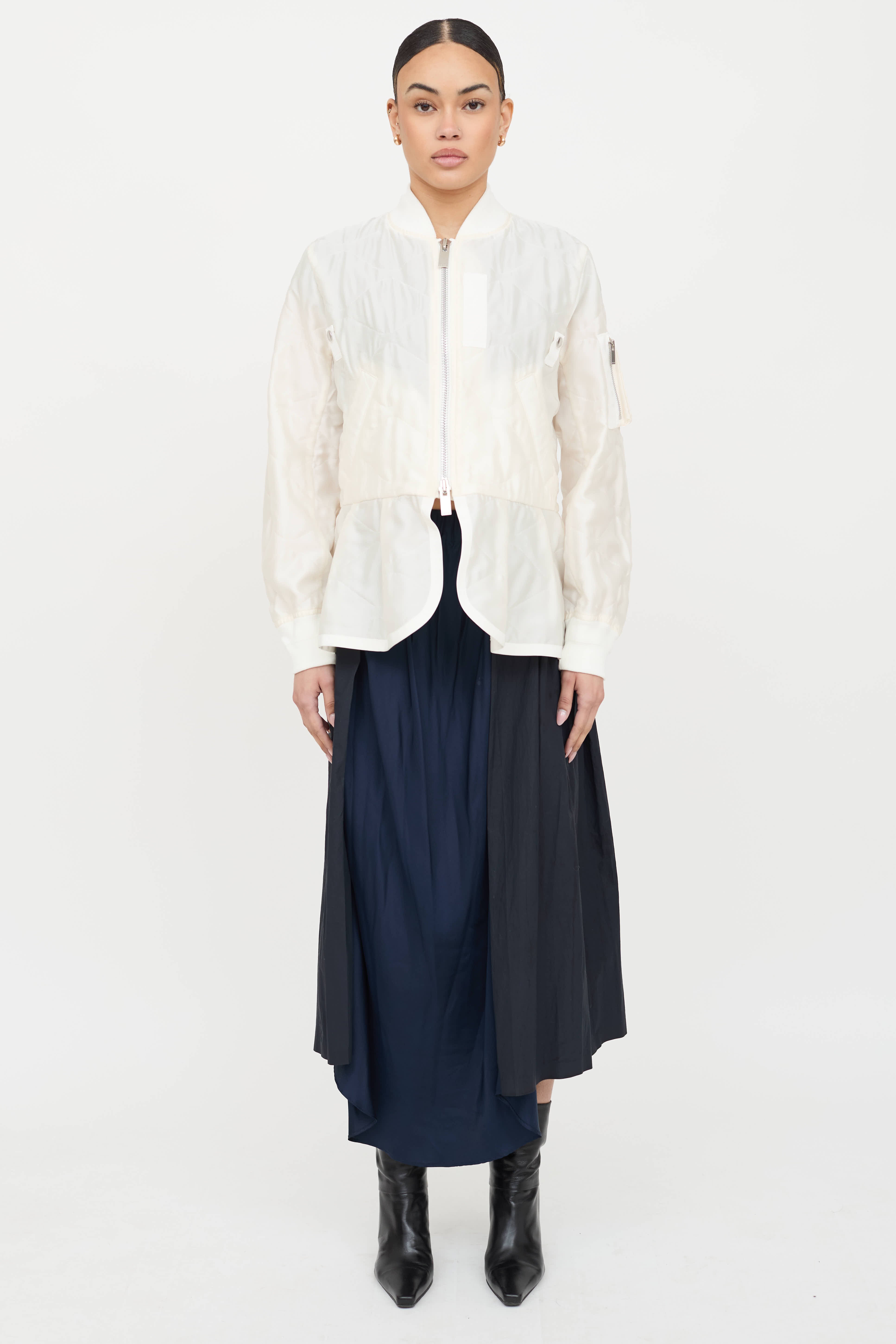 Sacai Quilted Peplum Bomber Jacket