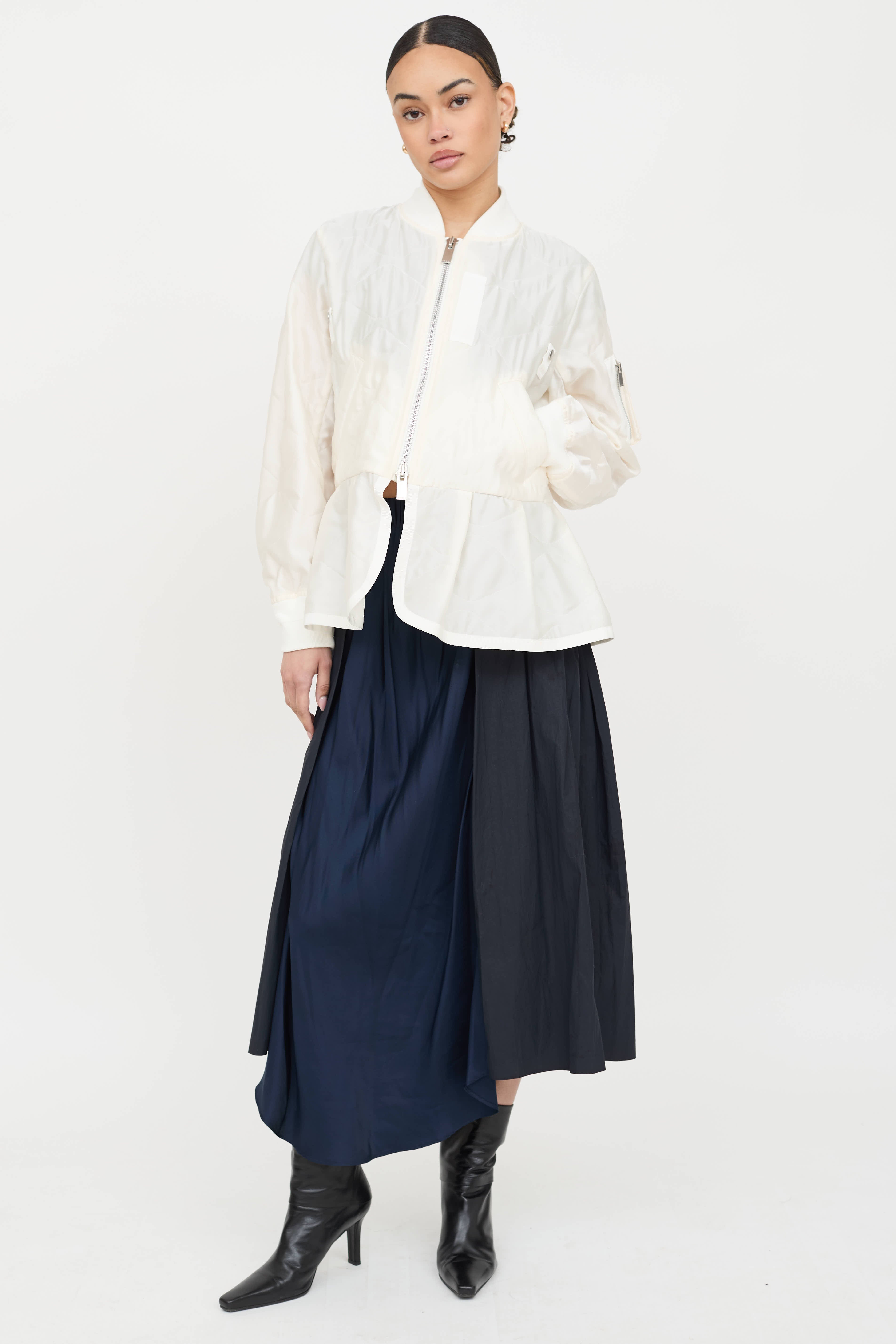 Sacai Quilted Peplum Bomber Jacket