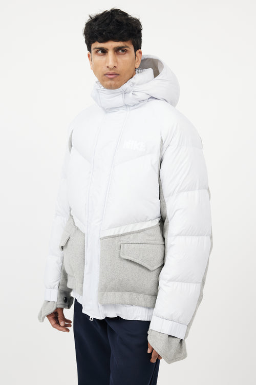 Sacai X Nike Blue & Grey Down Puffer