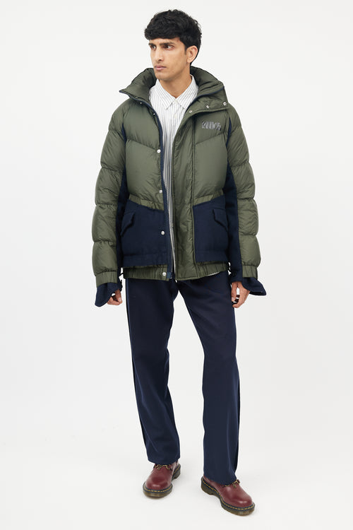 Sacai X Nike Green & Navy Down Puffer