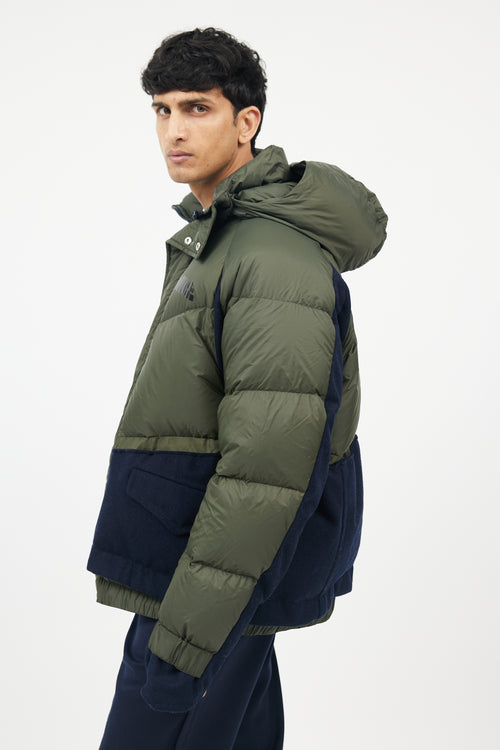 Sacai X Nike Green & Navy Down Puffer